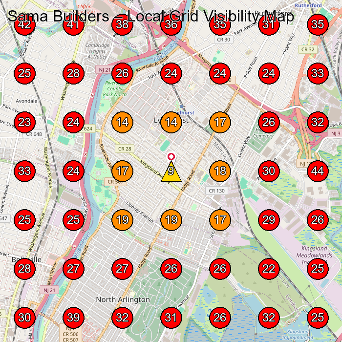 Sama Builders GeoGrid visibility map for Contractor in Fair Lawn